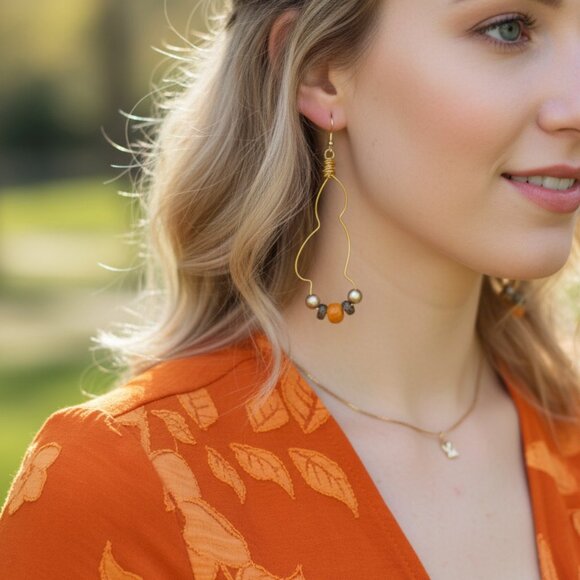 Handmade Artistic Boho Wire Art Earrings - Picture 2 of 2